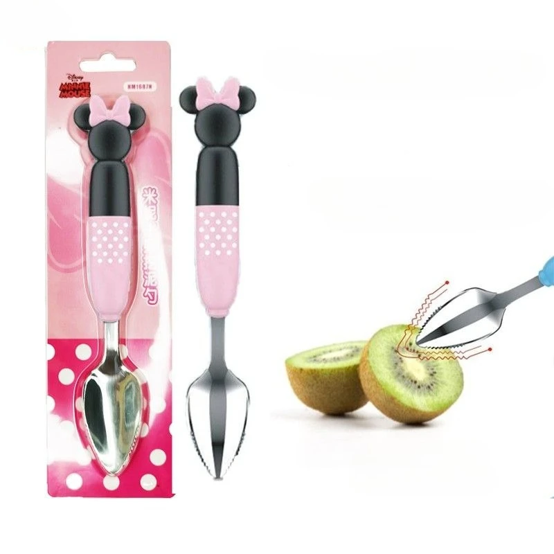 ديزني ميكي الأطفال مكشطة الفاكهة ملعقة أنيمي شخصيات صبي فتاة الفاكهة هريس أدوات الغذاء التكميلي أدوات المائدة هدية