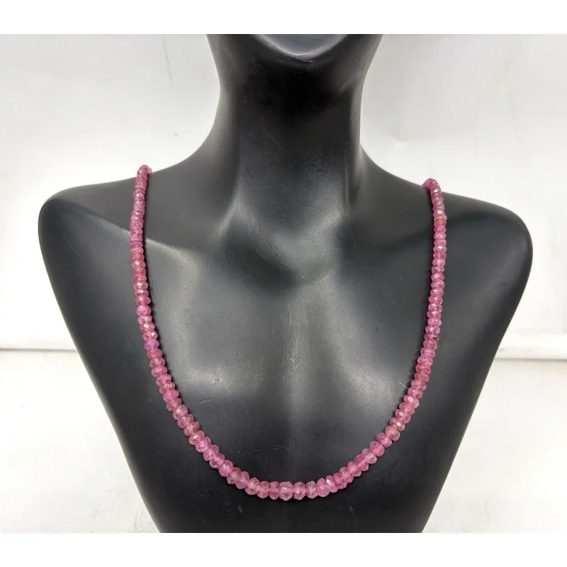 

Ожерелье с розовым рубином, 20 дюймов, круглой огранки, 4–5 мм, из стерлингового серебра с драгоценными камнями