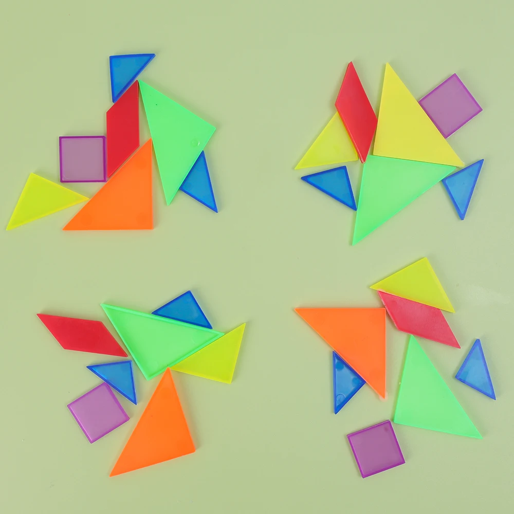 Mini rompecabezas Tangram de plástico de colores para niños, juguetes de Educación Temprana, accesorios de rompecabezas cognitivos, juego de