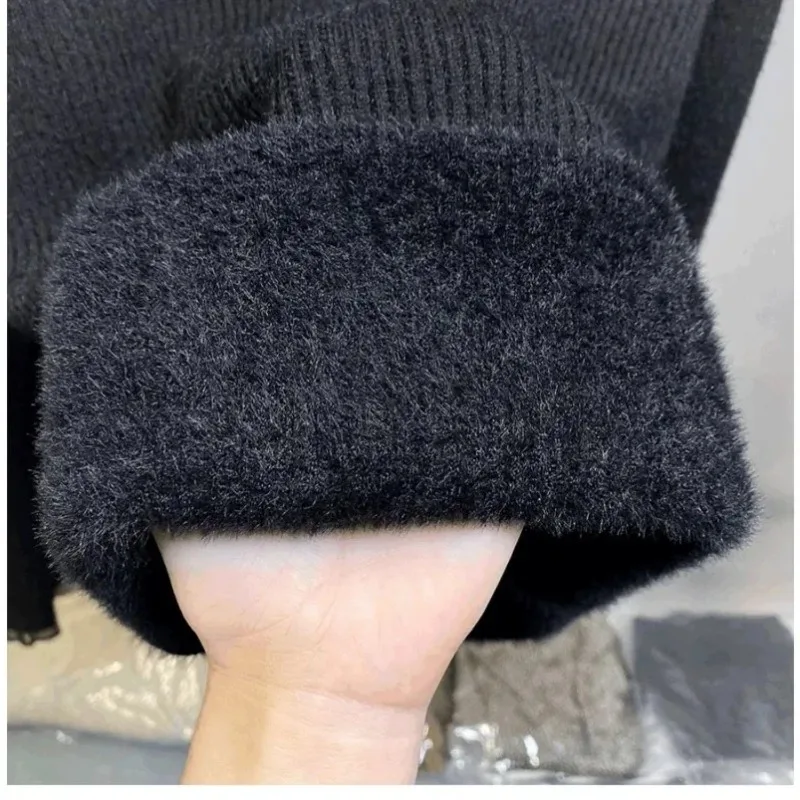 أنيقة عادية وهمية الرقبة قاعدة سترة شتاء دافئ المرأة طويلة الأكمام محبوك بلوفر ملون الخريف موضة تريكو 15