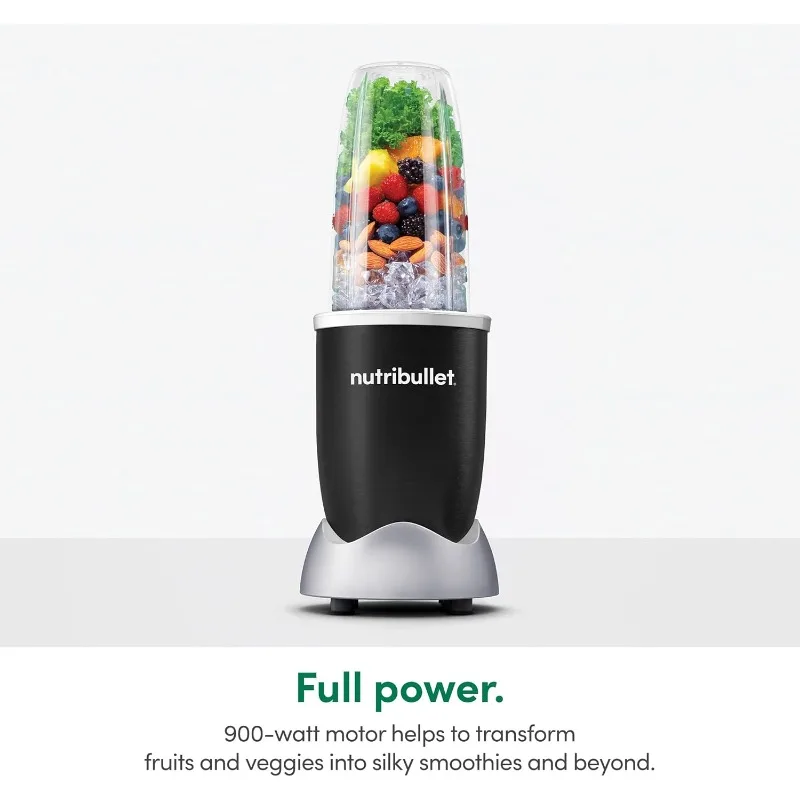 NutriBullet 900W Blenders with High-torque power base, 32oz Cups, Cup Rings, Blade, To-Go Lids, Handled Lip Rings, NB9-1301K