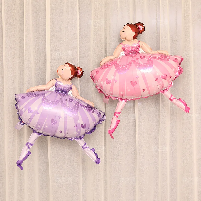 Dancing big pink purple Ballerina Ballet Dancer Girls Foil Helium Balloons Girl's Happy Birthday Party Decorations Supplies toy