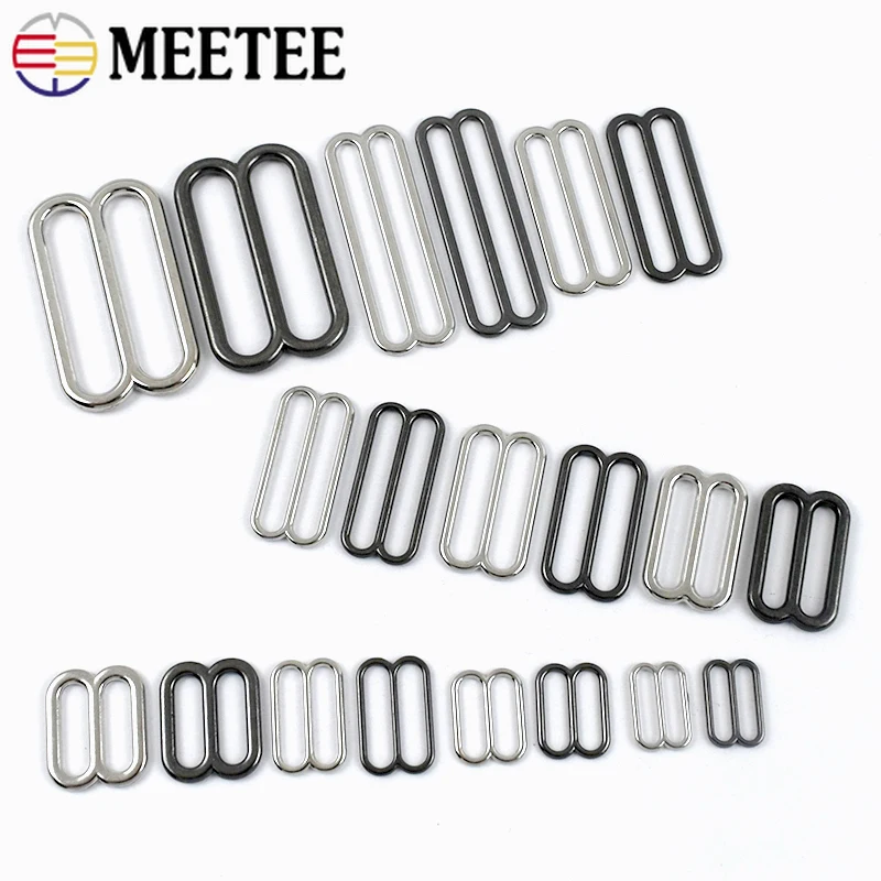 

10/20Pcs Meetee 10-50mm Metal Bra Strap Adjuster Swimwear Bikini Connect Buckle Underwear Tri-Glide Slider Clasp DIY Accessories
