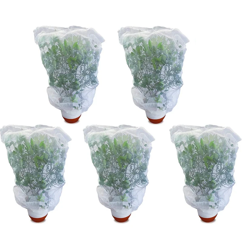 ABUH-5 Packs Of Garden Plant Protection Nets With Rope, Tomato Protective Cover Garden Plant Isolation Bags For Vegetable