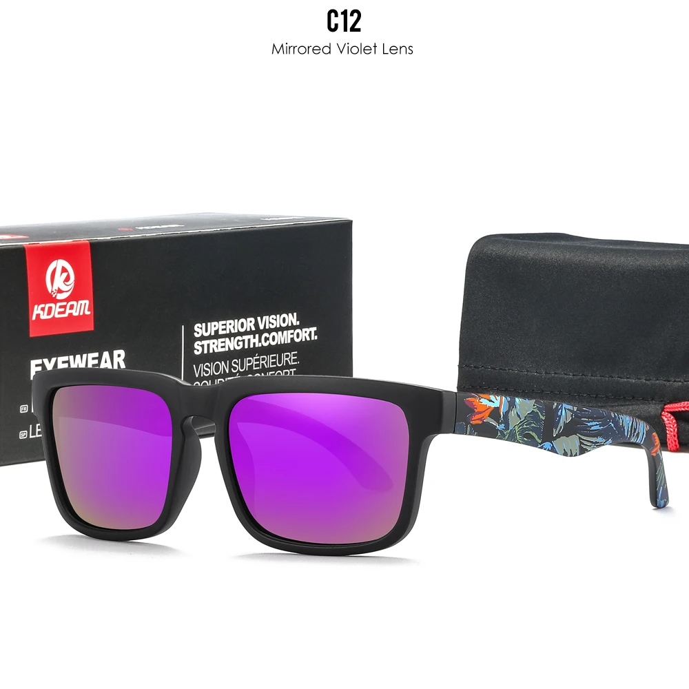 KDEAM Polarisierte Quadratische Sonnenbrille für Herren, Anglerbrille mit 5-Tank-Metallscharnieren – Detail 17