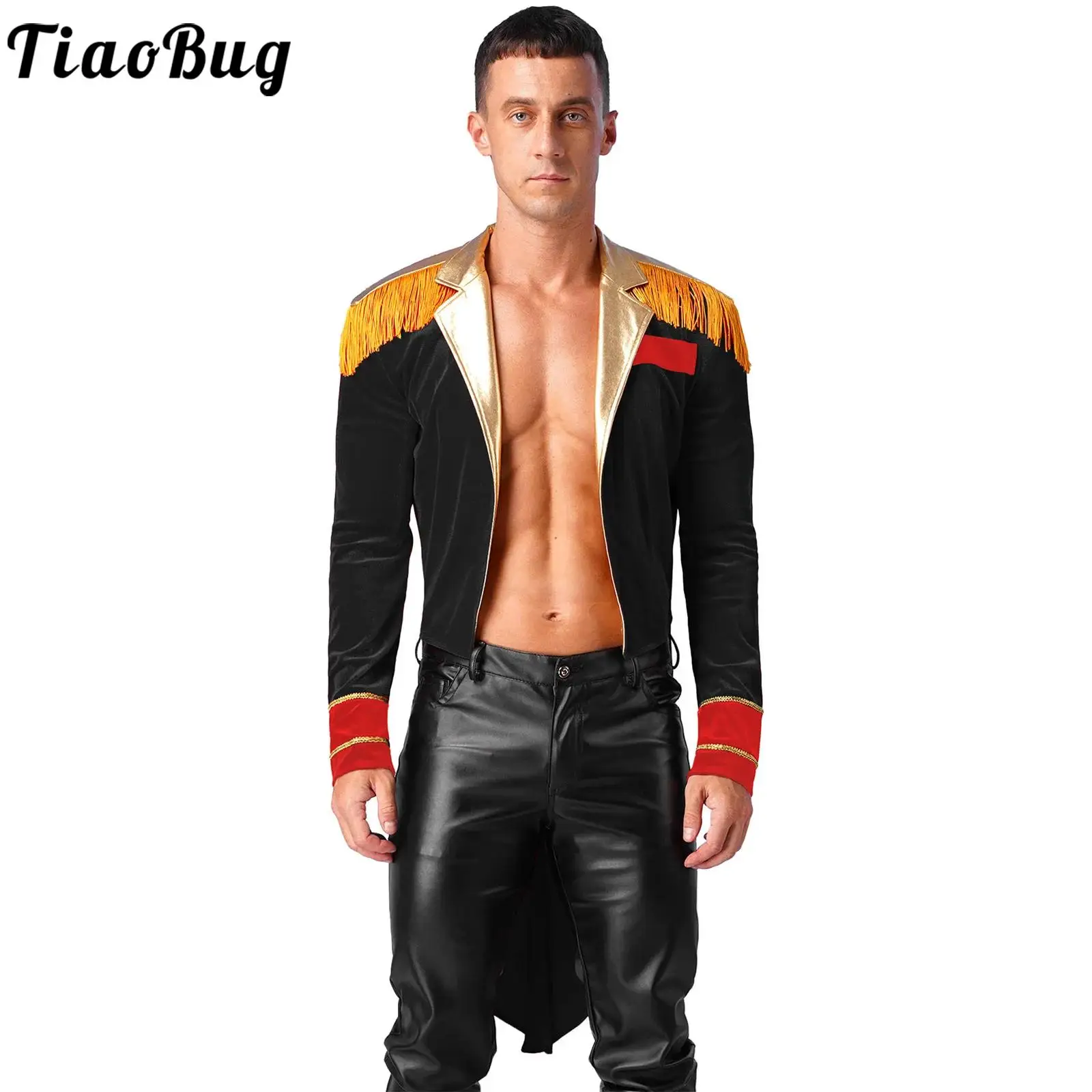 

Men Lion Tamer Circus Costumes Halloween Carnival Tailcoat Jacket Long Coat Long Sleeve Ringmaster Swallow-Tailed Coat Showman