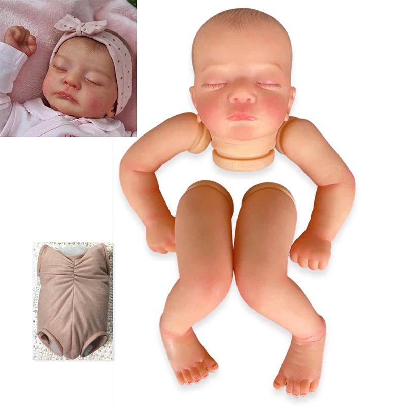 Kit bambola rinata da 19 pollici 48 cm Kai Baby addormentato Parti di bambola non finite già dipinte con corpo in tessuto