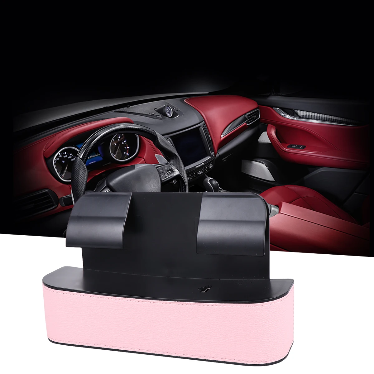 

Car Storage Box Drink Holder Cup Organizer Multifunction Seat Side Container PU ABS Material High Temp Resistant Wear Resistant