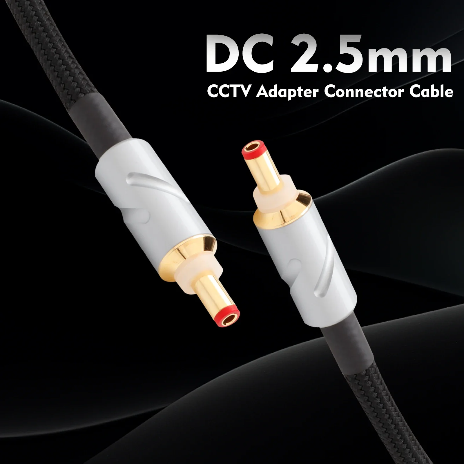 Monosaudio DC2.5mm Pure Silver Power Cable: Tailored for High-Performance Audio Amplifiers, Decoders, and Sound Cards with Gold-