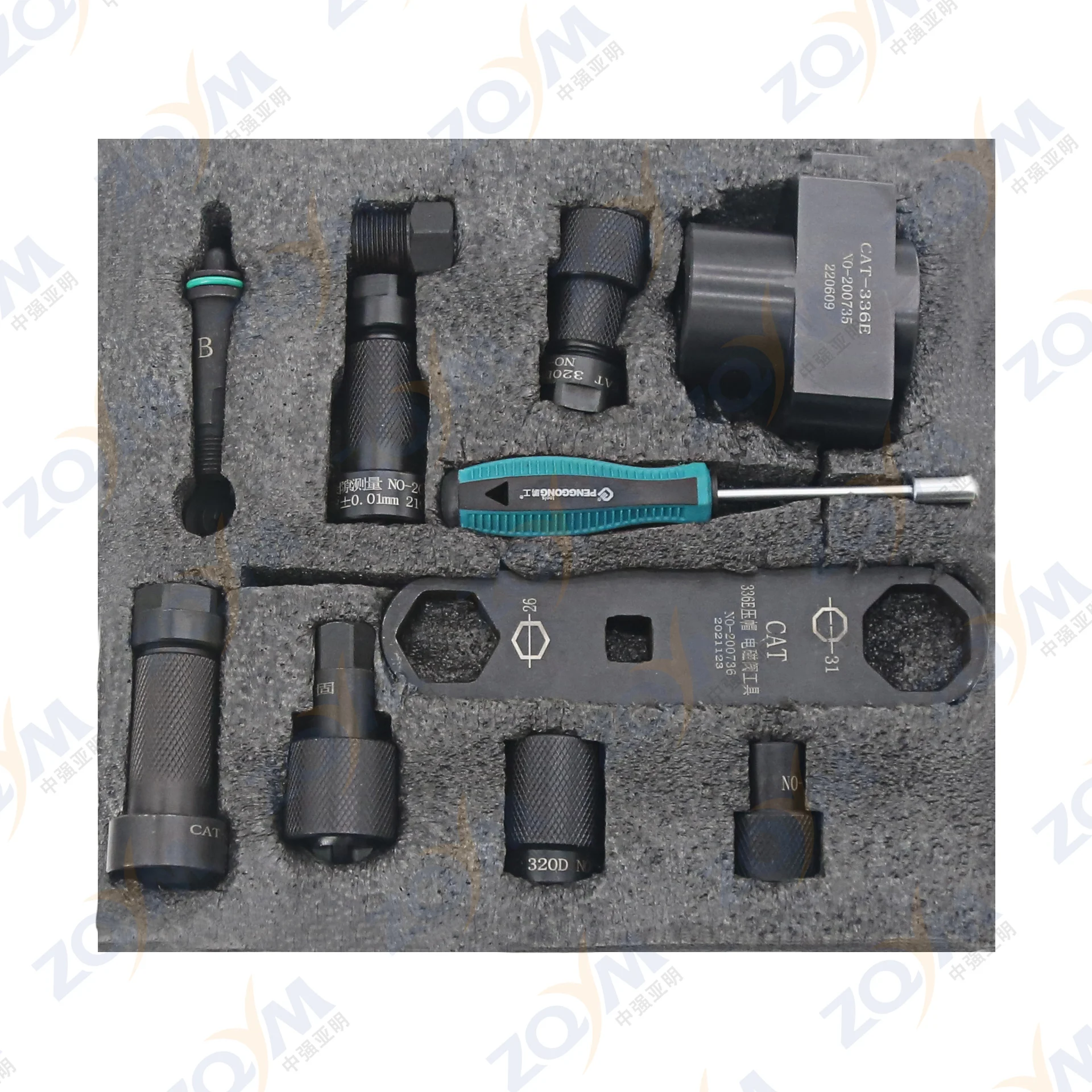 ZQYM Strumento di misurazione dello smontaggio dell'iniettore di carburante Common Rail Set da 12 pezzi per iniettore Cat 320D/336E