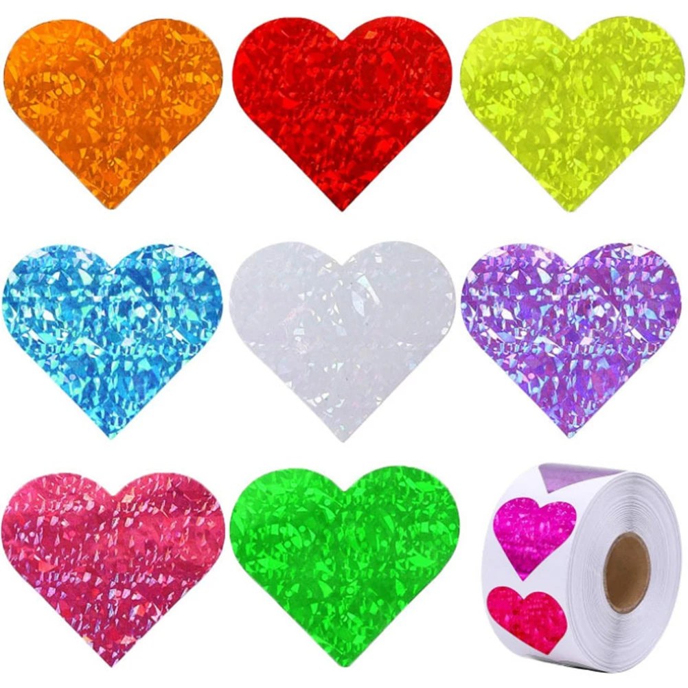 

1 Roll Heart Shape Shining Stickers Self-Adhesive Decorative School Supply Multi-Function Diy Crafts For Wedding Christmas Gift