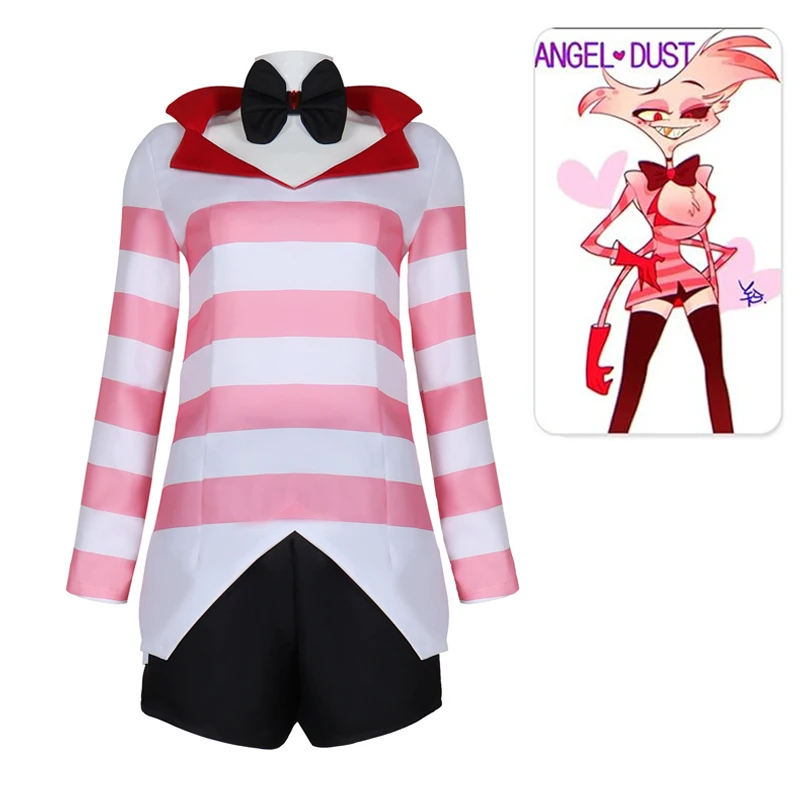 Hazbin Hotel Cosplay Angel Dust Costume Dress Sweatshirt with Glove Women Suits Halloween Outfits - view 2