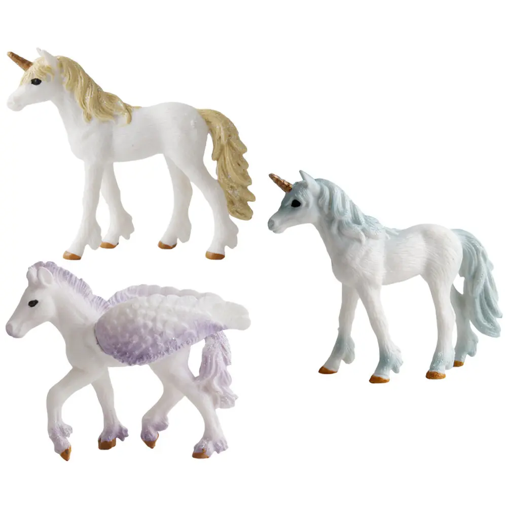 

3Pcs Realistic Plastic Unicorn Ornament Set for Room Nursery Garden Decoration Educational Animal Recognition Display Vivid