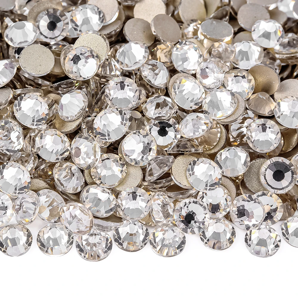 Oleeya Glitzerkristall AB Goldbasis Nicht Hot Fix Strasssteine SS3-SS50 FlatBack Strass Nähen Stoff Kleidungsstück Nail Art Dekorationen – Detail 5