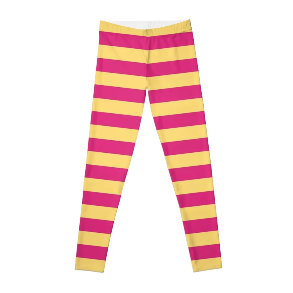 Pink Yellow Stripes Leggings for fitness Tight fitting woman Sports pants woman Womens Leggings