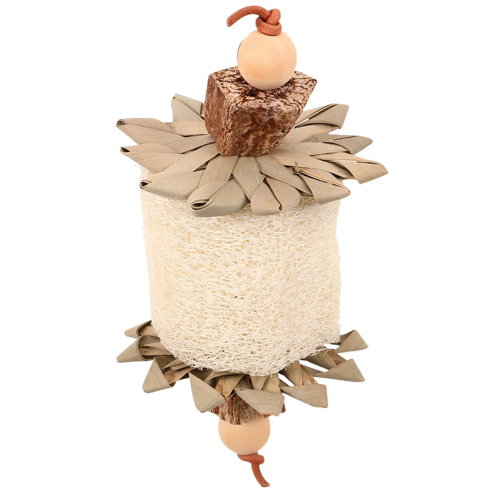 Parrot Chewing Toy Bird Cockatiel Budgie Toys Skewer Parakeet Diversion for Parrots Biting Loofah Palm Cage Pendant Practical
