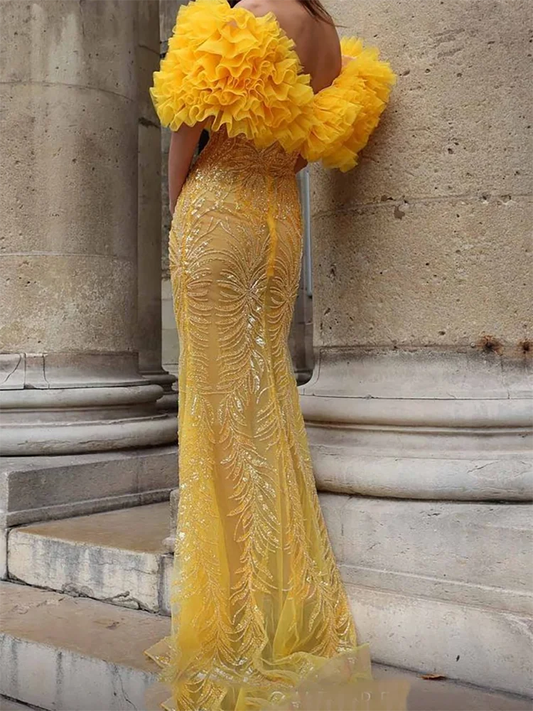 Schicke, schulterfreie, mit Perlen verzierte, ärmellose Meerjungfrau-formale Abendkleider, Geburtstagsfeier-Abschlussballkleider, individuell gestaltet