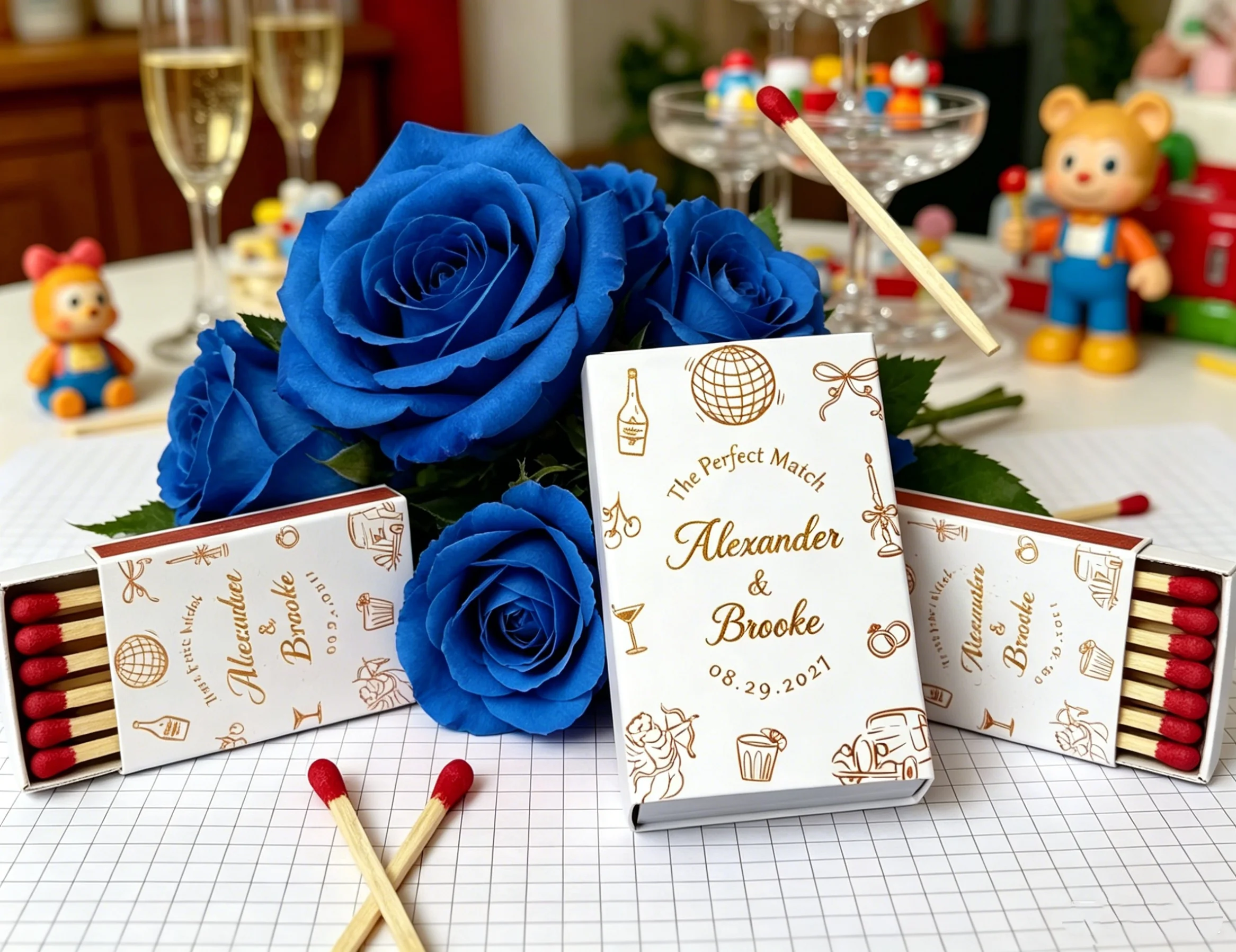 

Custom Disco Wedding Matchboxes, The Perfect Match Matchbook, Bulk Party Favors for Bridal Shower & Wedding Guests