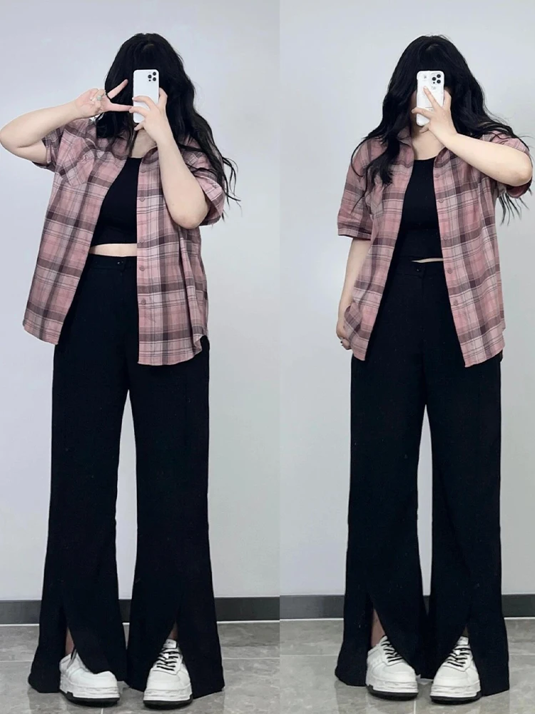 

Брюки-смокинг с высокой талией и прямыми штанинами для женщин больших размеров, черные, с асимметричным дизайном, длинные, в пол, широкие брюки