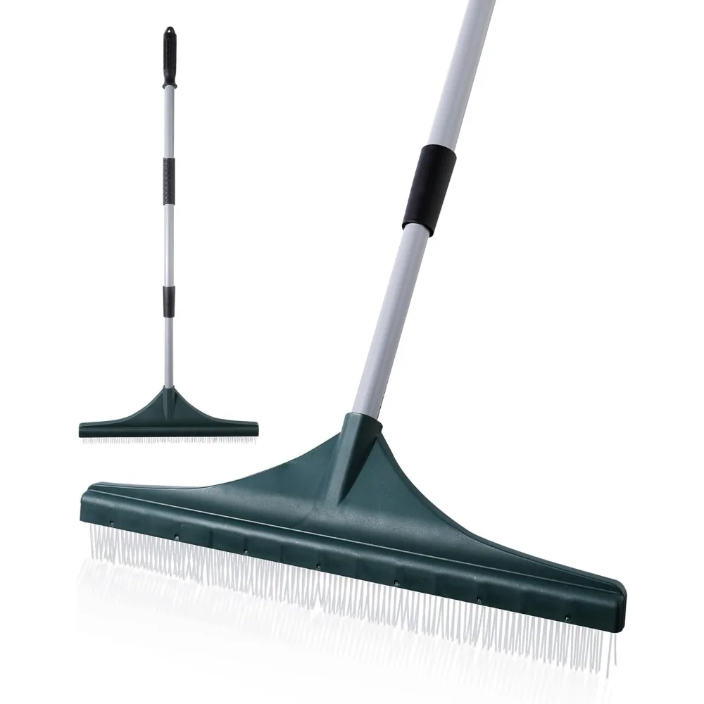 

Artificial Turf Rake & Grass Brush Broom 56.69" Telescopic Iron Pole for Lawn, Yard Cleaning, Leaf Removal & Pet Hair Sweeping