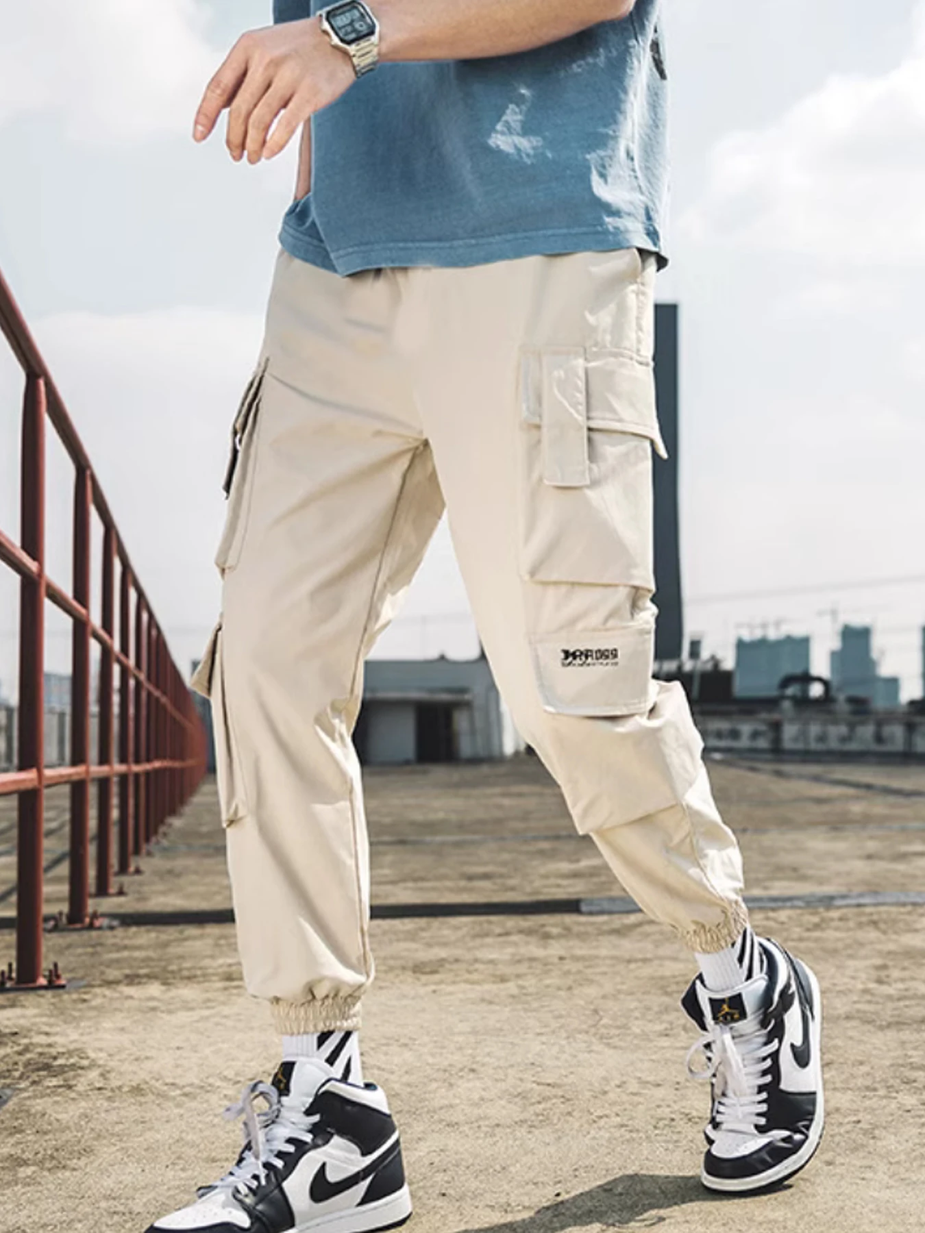 

Multi pocket work pants, American version straight leg casual pants, bottom for spring and summer, men's and women's couple, sam
