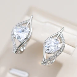 Kinel Trendy Silver Color Wedding Dangle Earrings Micro Wax Inlay irregular Natural Zircon Earrings For Women Fine Daily Jewelry