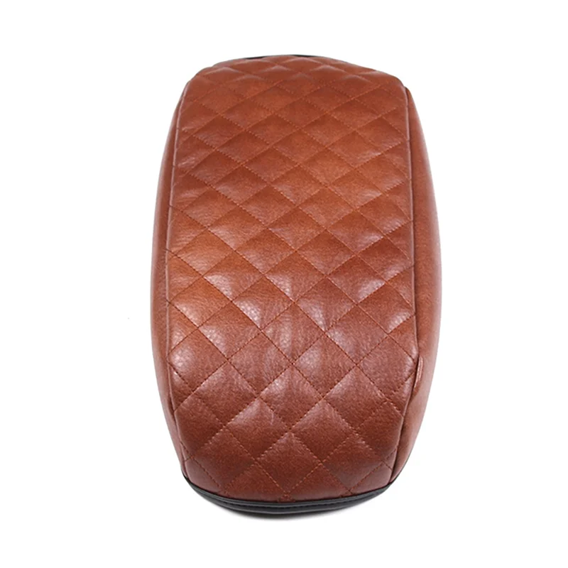 Car Stowing Tidying Armrest Box Panel Cover Accessories Check Leather Brown for 2022