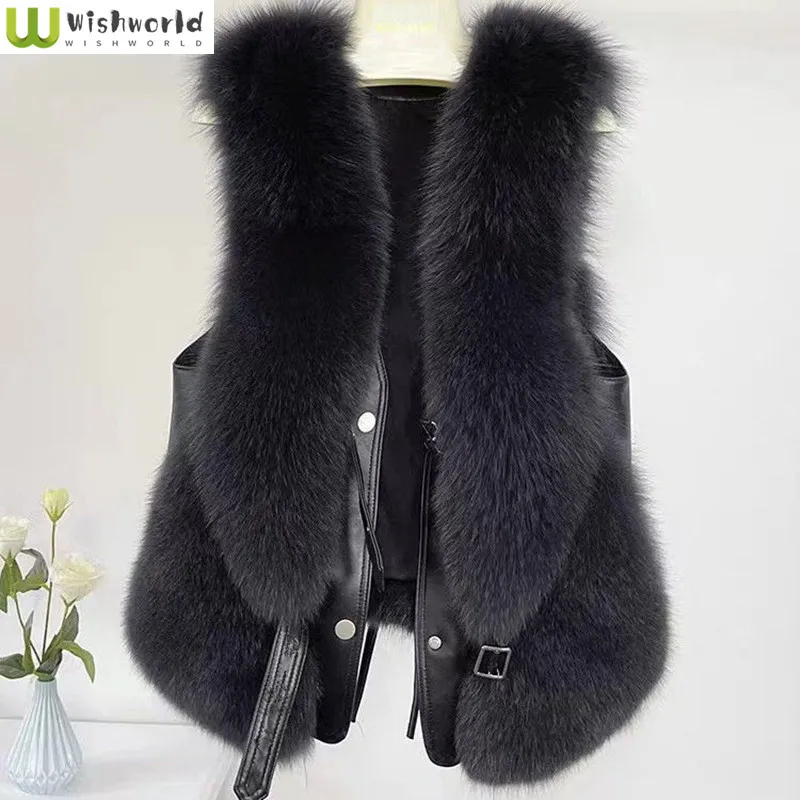 

Fashion Women's Vest Autumn and Winter New Collection Waist Imitation Fox Fur Grass Vest Women's Short Elegant Women's Jacket