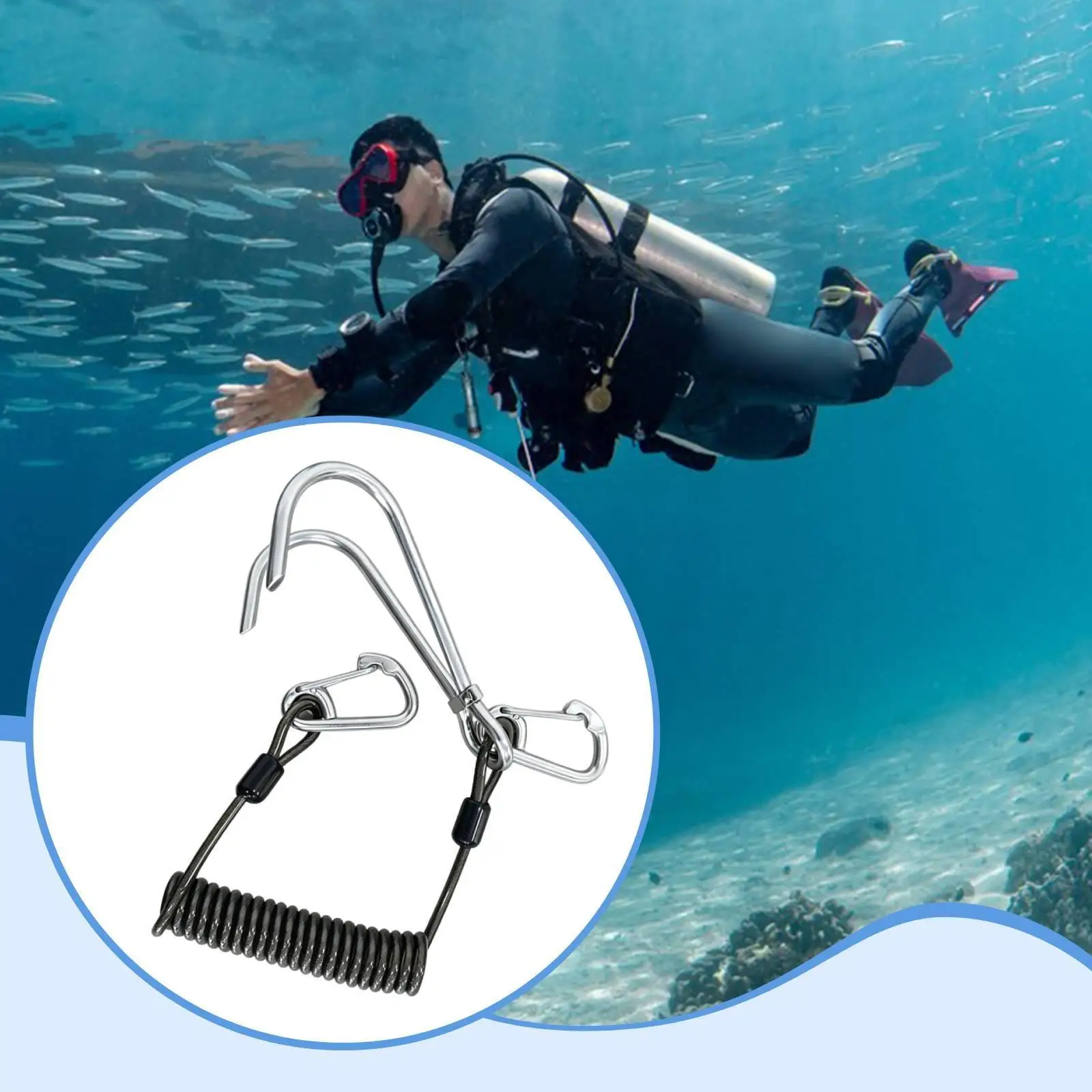 Div Hook Metal Retractable Equipment Underwater Activities Attachment Stainless Steel