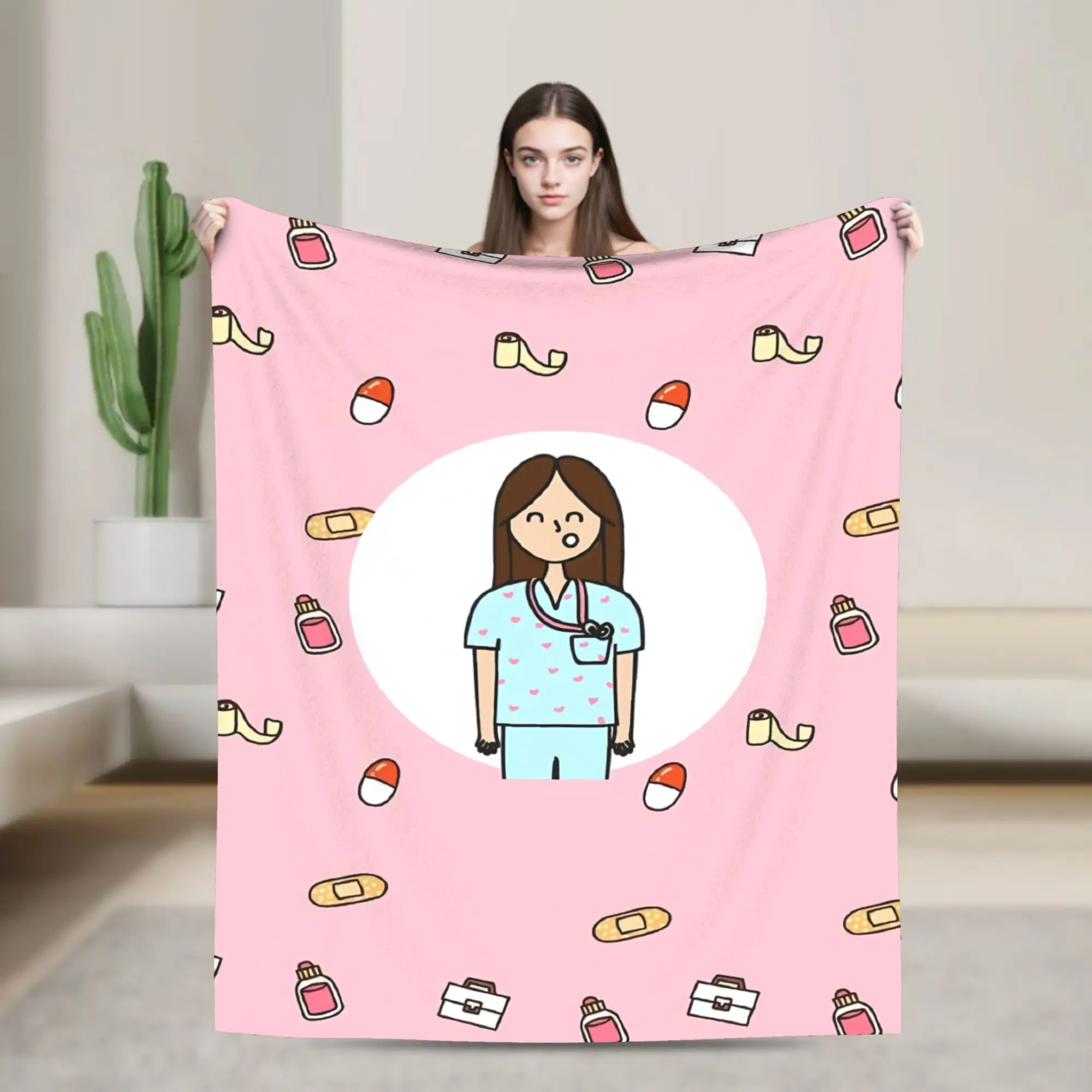 Custom Enfermera En Apuros Doctor Nurse Medicine Plush Blankets Children  Flannel Throw Blanket For Living Room Warm Bedspread