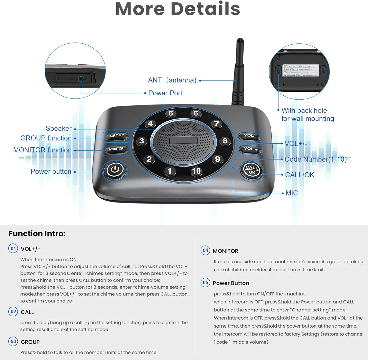 اتصال داخلي لاسلكي S600 للأعمال والمنزل - منخفض التكلفة من المصنع مباشرة، نظام اتصالات متعدد القنوات بدون خياطة، 6 عبوات #4