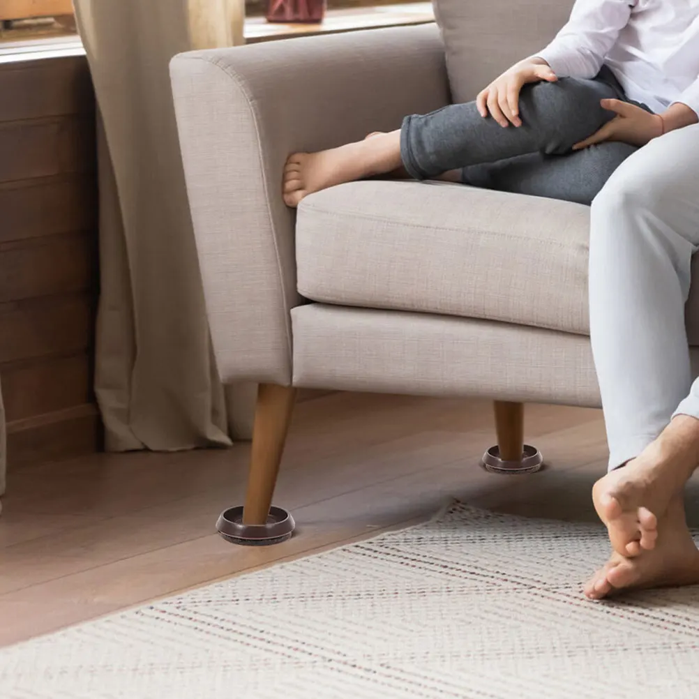 

12pcs Anti-slip Caster Cups Felt Furniture Pads Light Brown Durable Floor Protectors Chair Stoppers Bed Feet Protectors