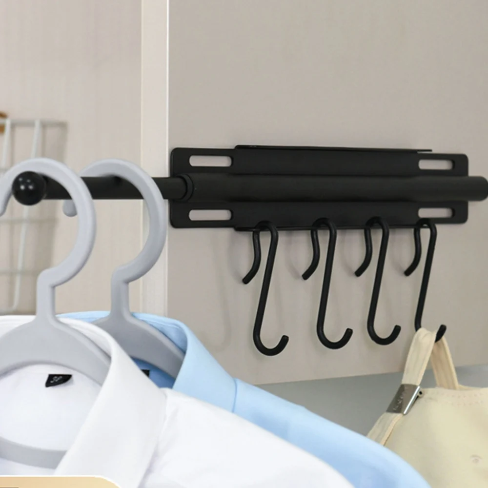 

Slide Out Type Household Closet Organizer Scalable Wall-mounted Wardrobe Clothes Rail Solid Color Carbon Steel Small Coat Rack