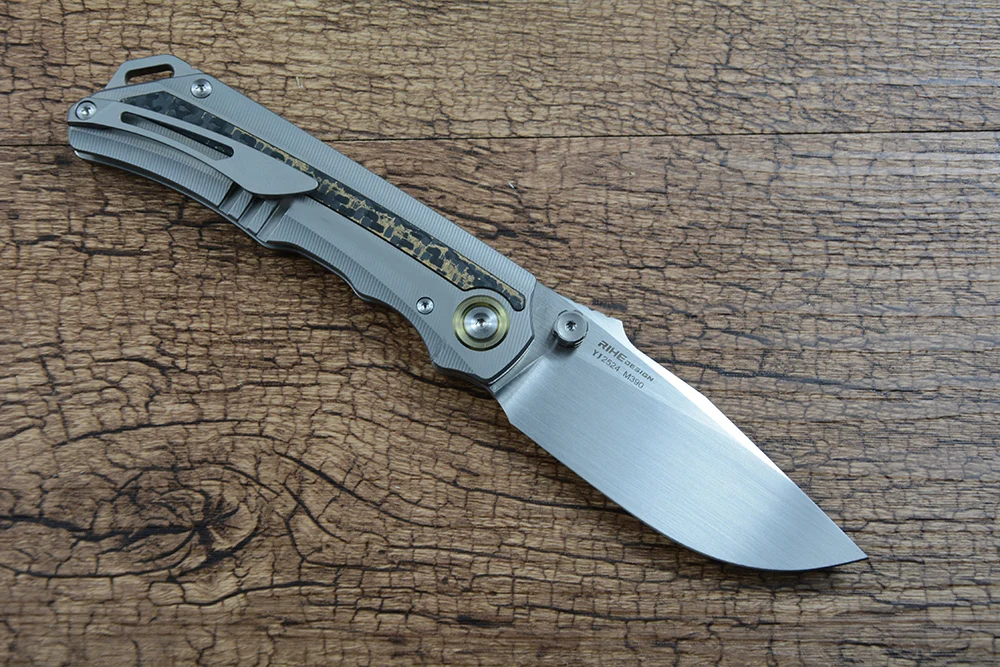 Y-START M390 Blade TC4 Carbon Fiber Handle Folding Pocket Knife EDC Gift Collections RIHE Design YJ2524