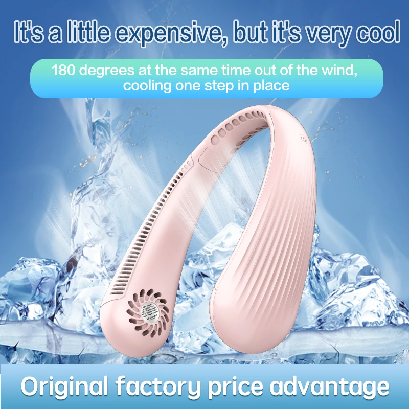 

Hanging Neck Fan Digital Display Power Ventilador Bladeless Neckband Fan Portable Mini Air Cooler USB Rechargeable Fan