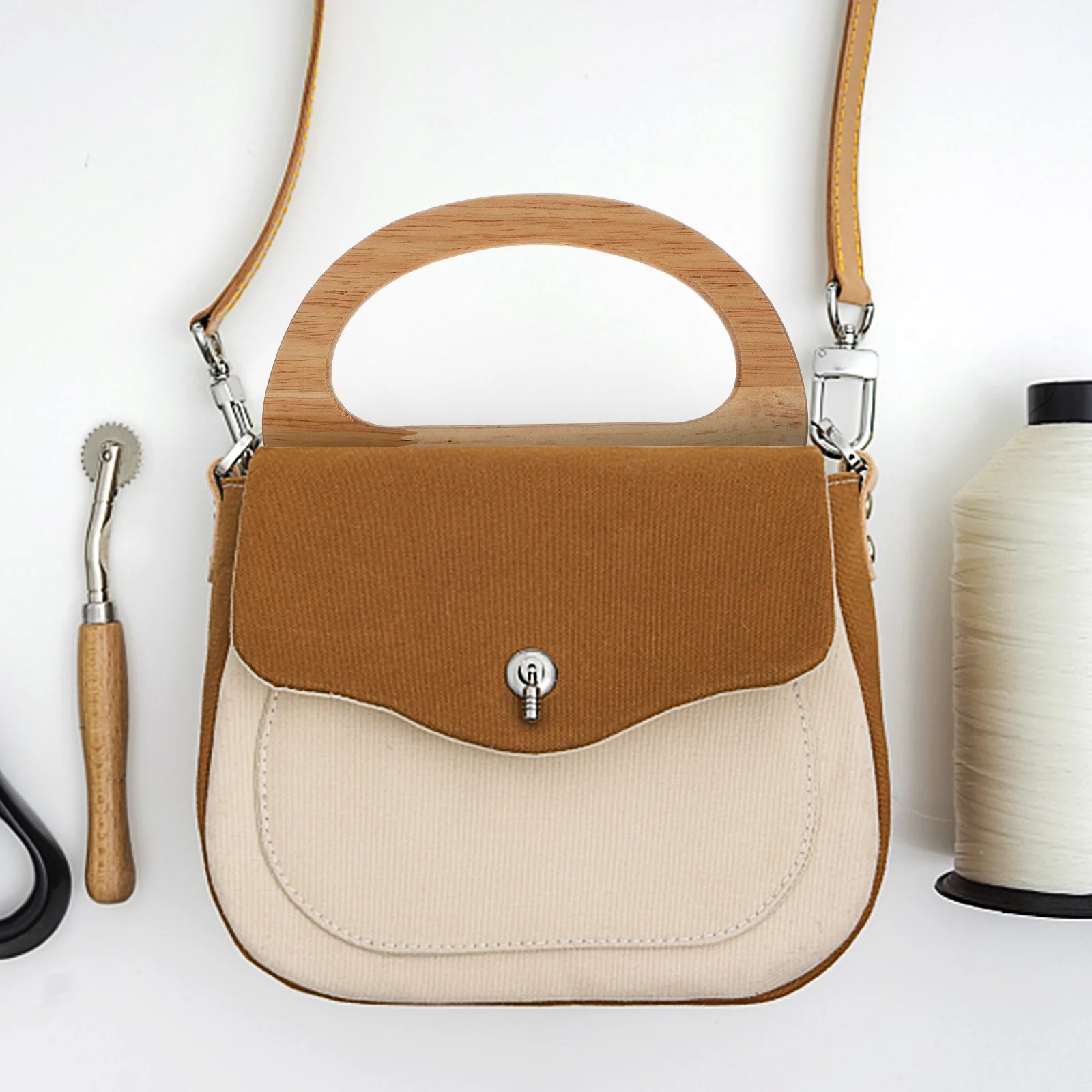 2 pçs pequeno saco acessórios compras cabides bolsa de madeira carteira bolsa alças