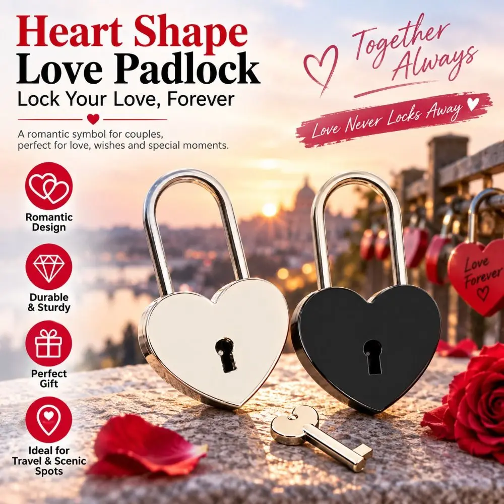 Classic with Key Heart Padlock Sentimental Romantic Love Lock Set Antique Style Wishing Lock Wedding