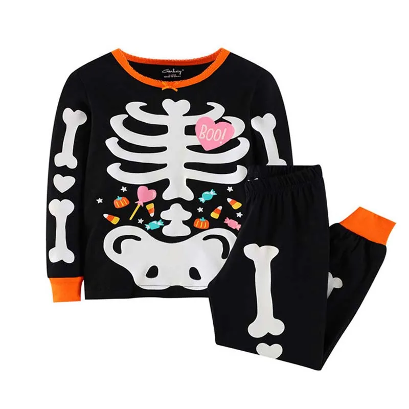 Little maven 2024 Halloween Scary Luminous Costume for Children Sleepwear Halloween Party Clothes New Fashion Kids