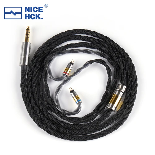 Imagen 2 del producto NICEHCK FirstTouch 6N OFC + Cable de aleación de cobre plateado conector MMCX/2 pines enchufe de 3,5/2,5/4,4mm hilo PP tejido Cable IEM de alta calidad