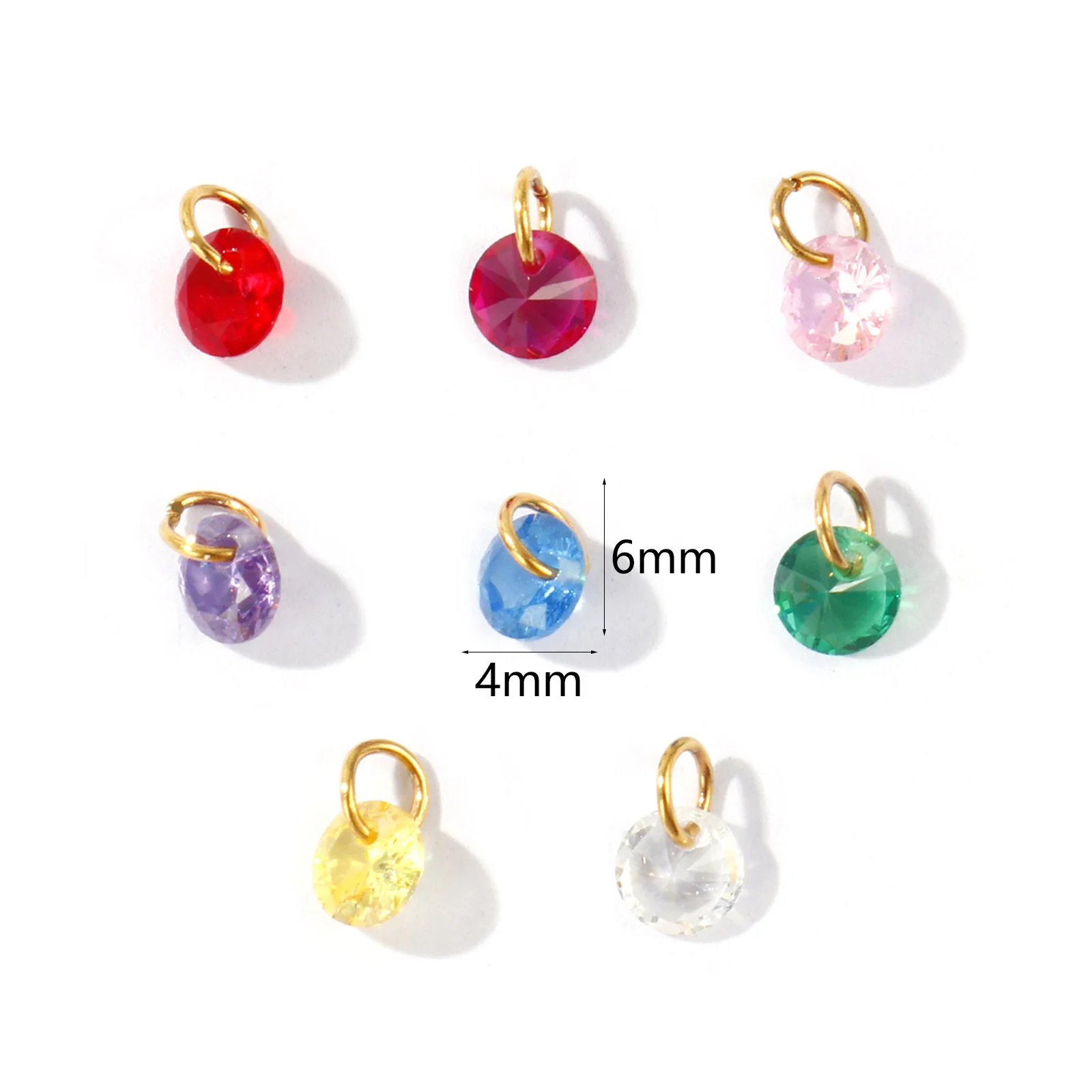 5 Pcs Mini Cubic Zirconia Charms 18K Gold Plated 304 Stainless Steel Pendants For DIY Necklace Bracelet Making 6mm x 4mm