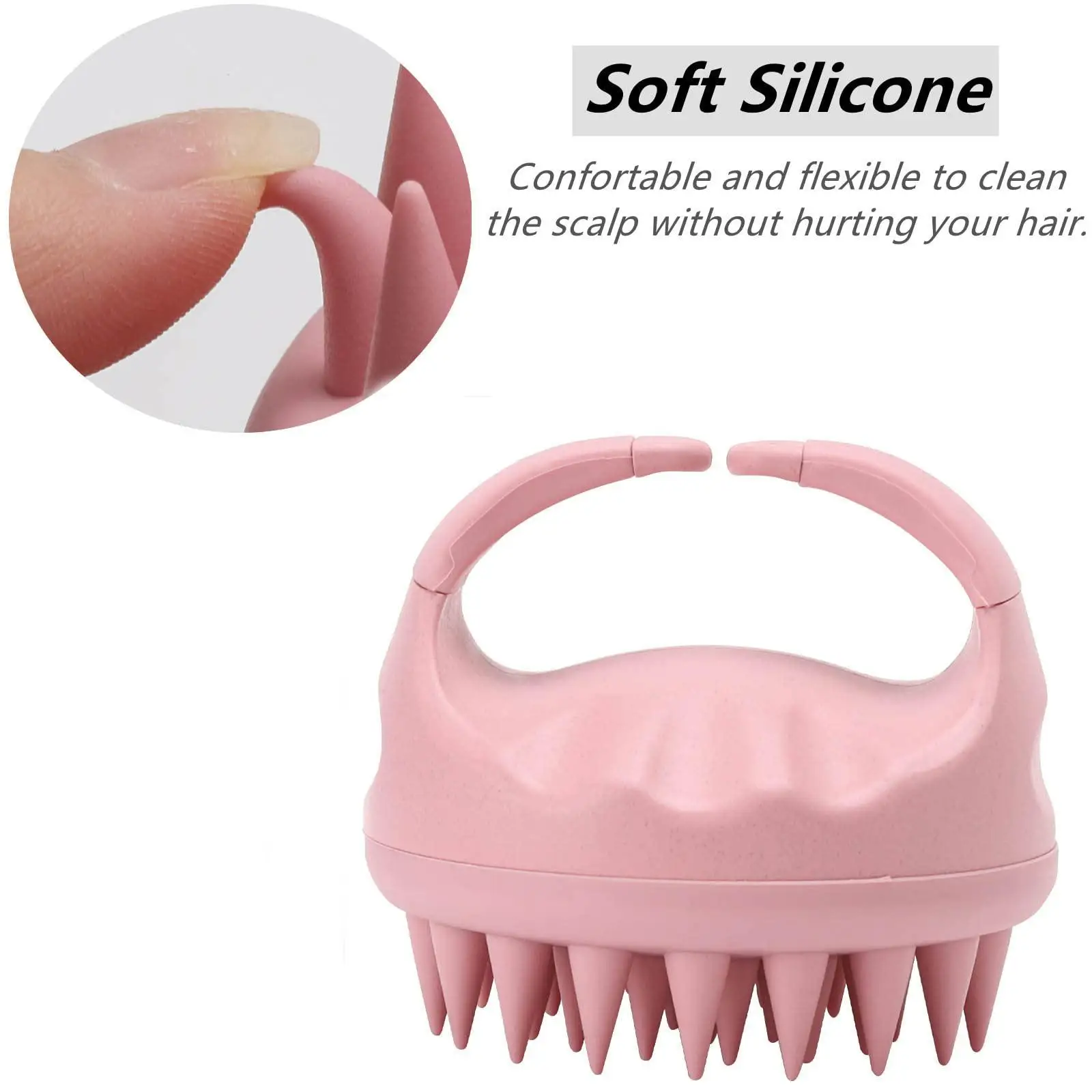 Silicone Scalp Massage Hair Brush, Flat Head Shampoo Cleaner, Dry Wet Use, Pain-Free Cleaning, Anti-Tangle, Ergonomic Handle