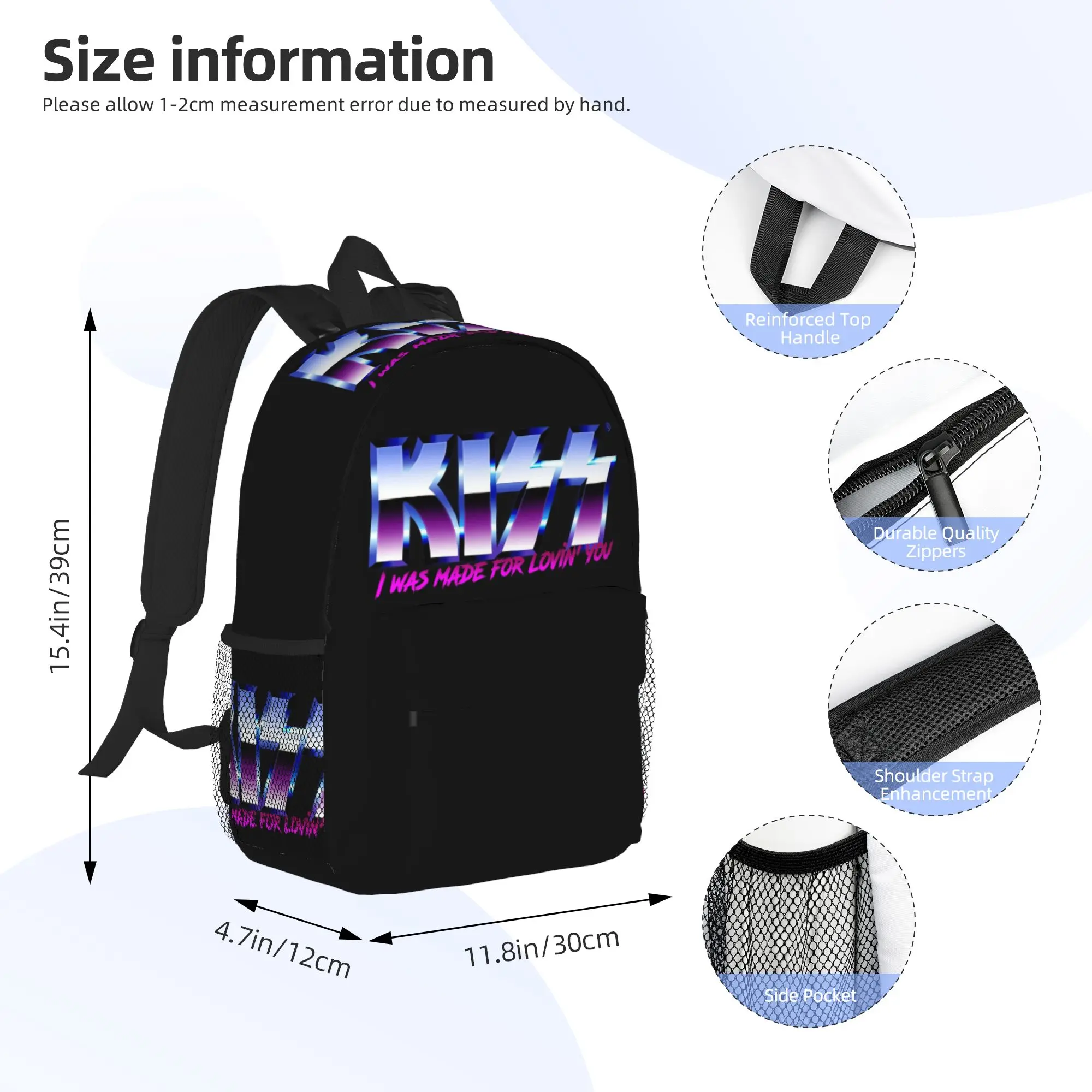 Kiss Rock Band Retor Backpack Hot Sale Daypack Large Capacity Boys Girls BookBag Shoulder Bags for Men Women School Bag