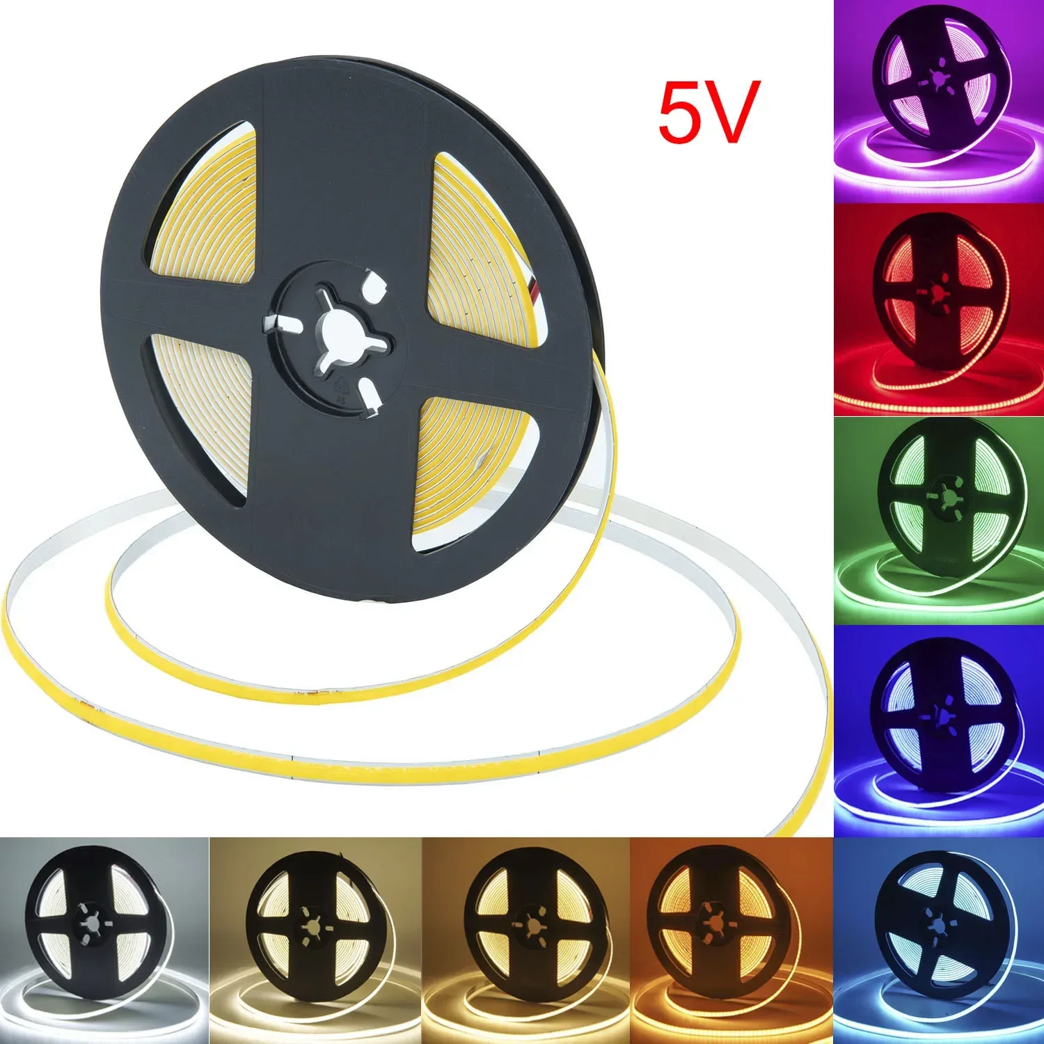 5-50M USB/DC/Wire 5mm COB Led Strip DC5V  Dimmable Tape Ribbon 400 Leds/m Flexible Light Bar for Decor Led 3000K 4000K 5700K