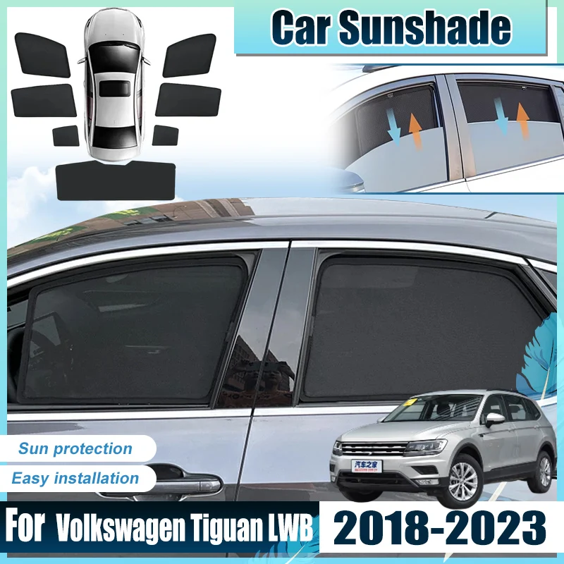 

For Volkswagen Tiguan LWB Accessories VW Allspace BW2 BJ2 2018-2023 Car Front Rear Window SunShades Cover Anti UV Visor Heat Net