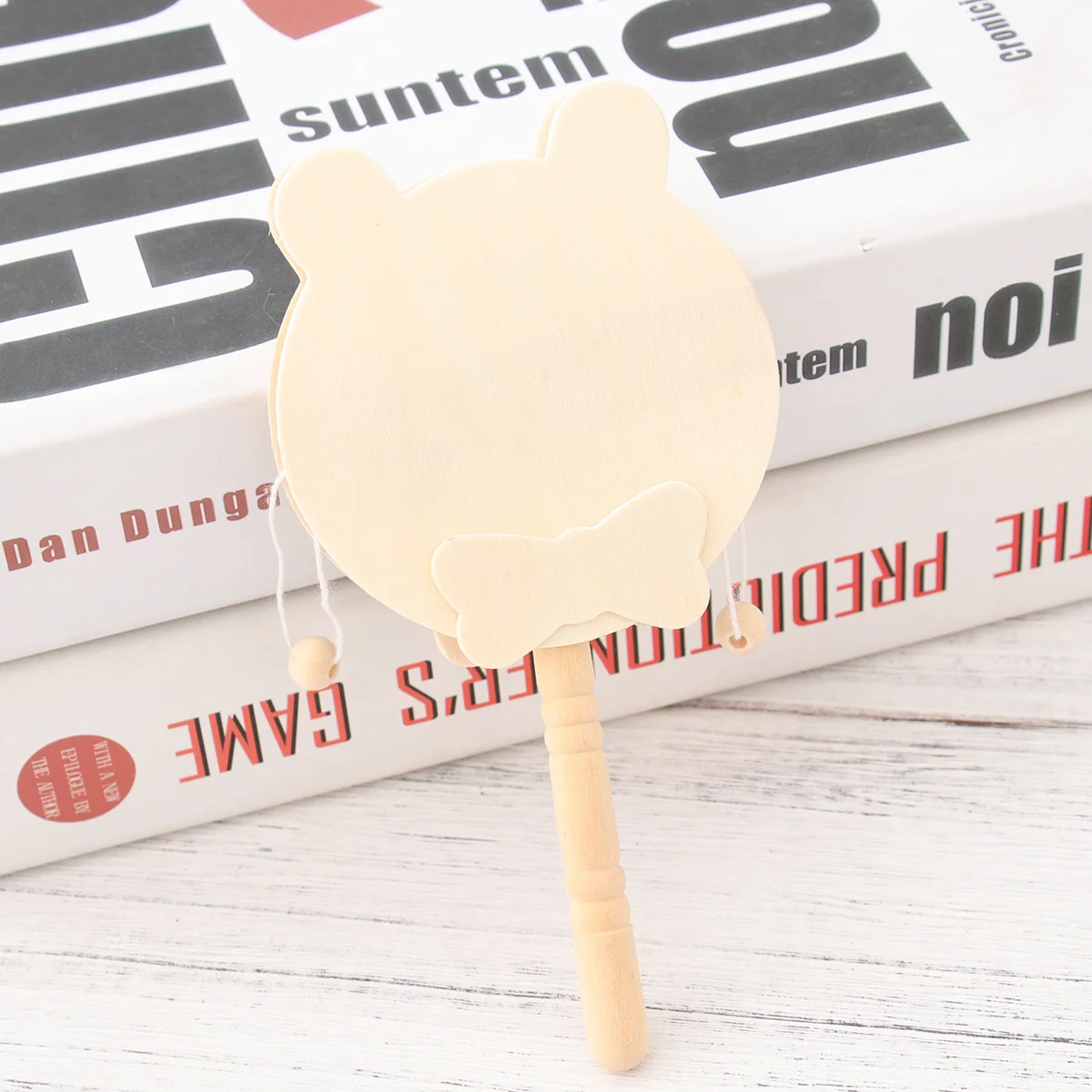 7Pcs DIY Wooden Rattle Drum Unfinished Handheld Painting Kit Shaking Pellet Drum Child Creative Interactive Educational Gift