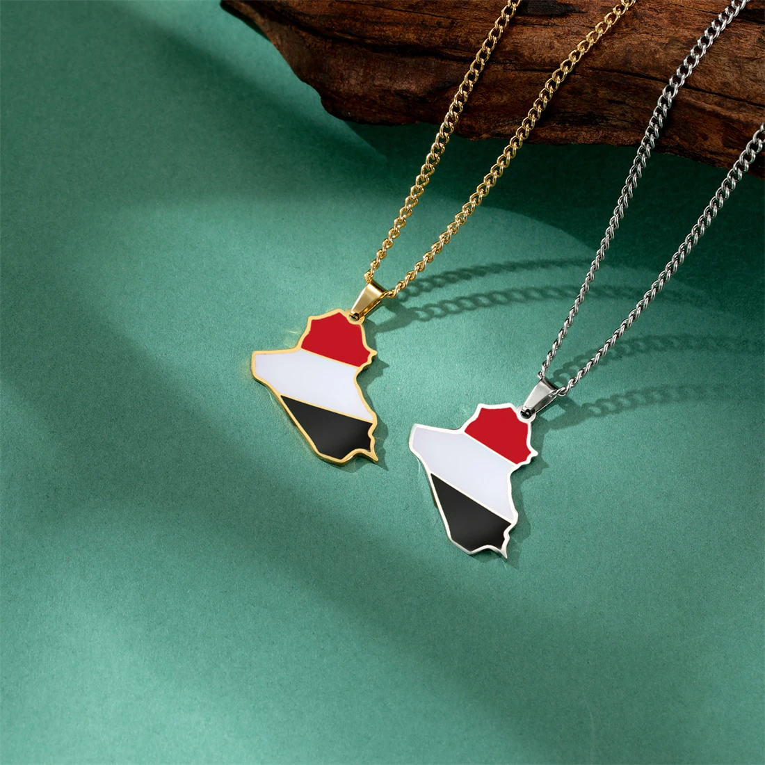 قلادة سلسلة EUEAVAN للنساء والرجال ، زيت بالتنقيط ، خريطة عربية ، فولاذ مقاوم للصدأ ، علم ، سحر ، هدايا مجوهرات ، موضة