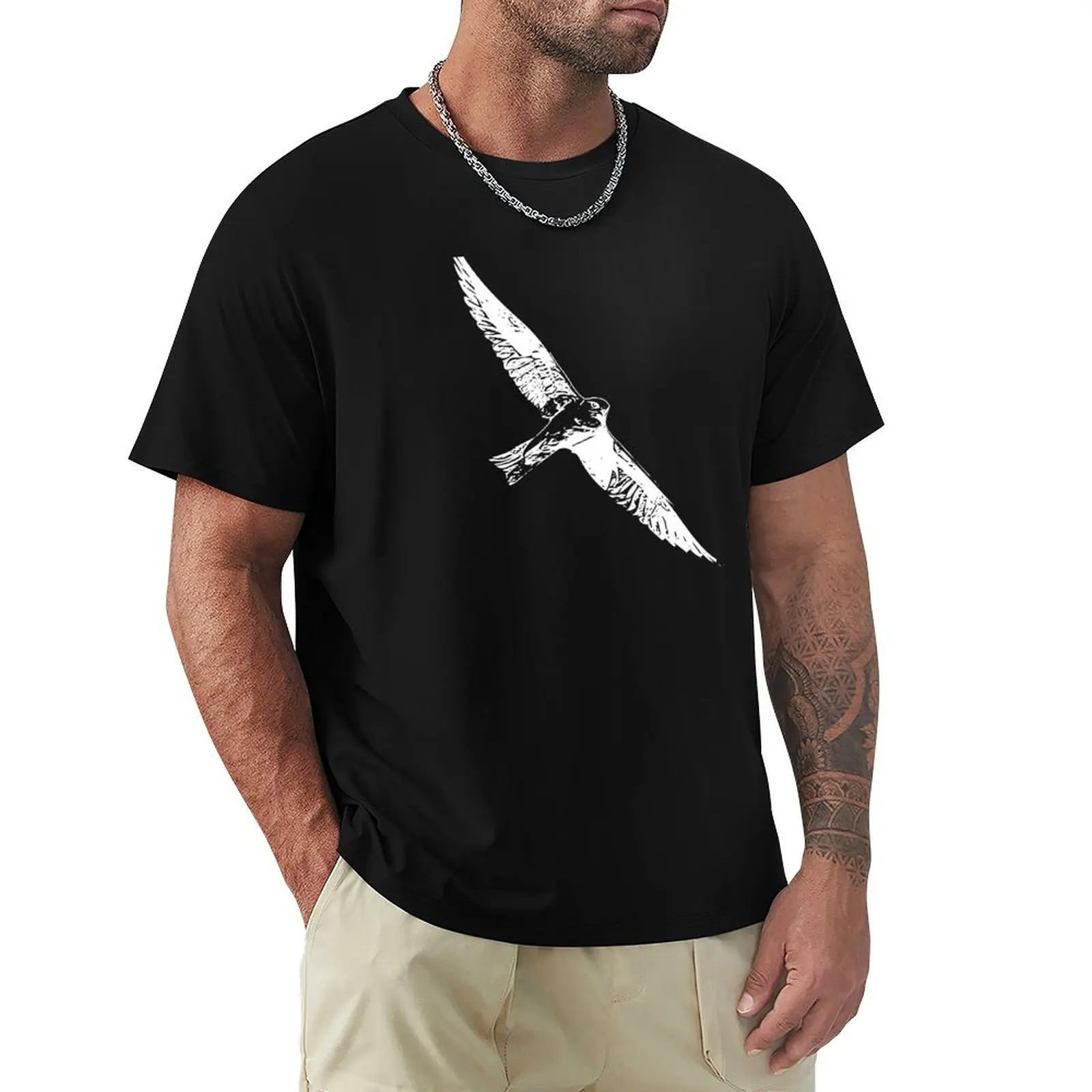 White Tailed Kite White Design T-Shirt Sweat Resistant Workout Tee Shirt