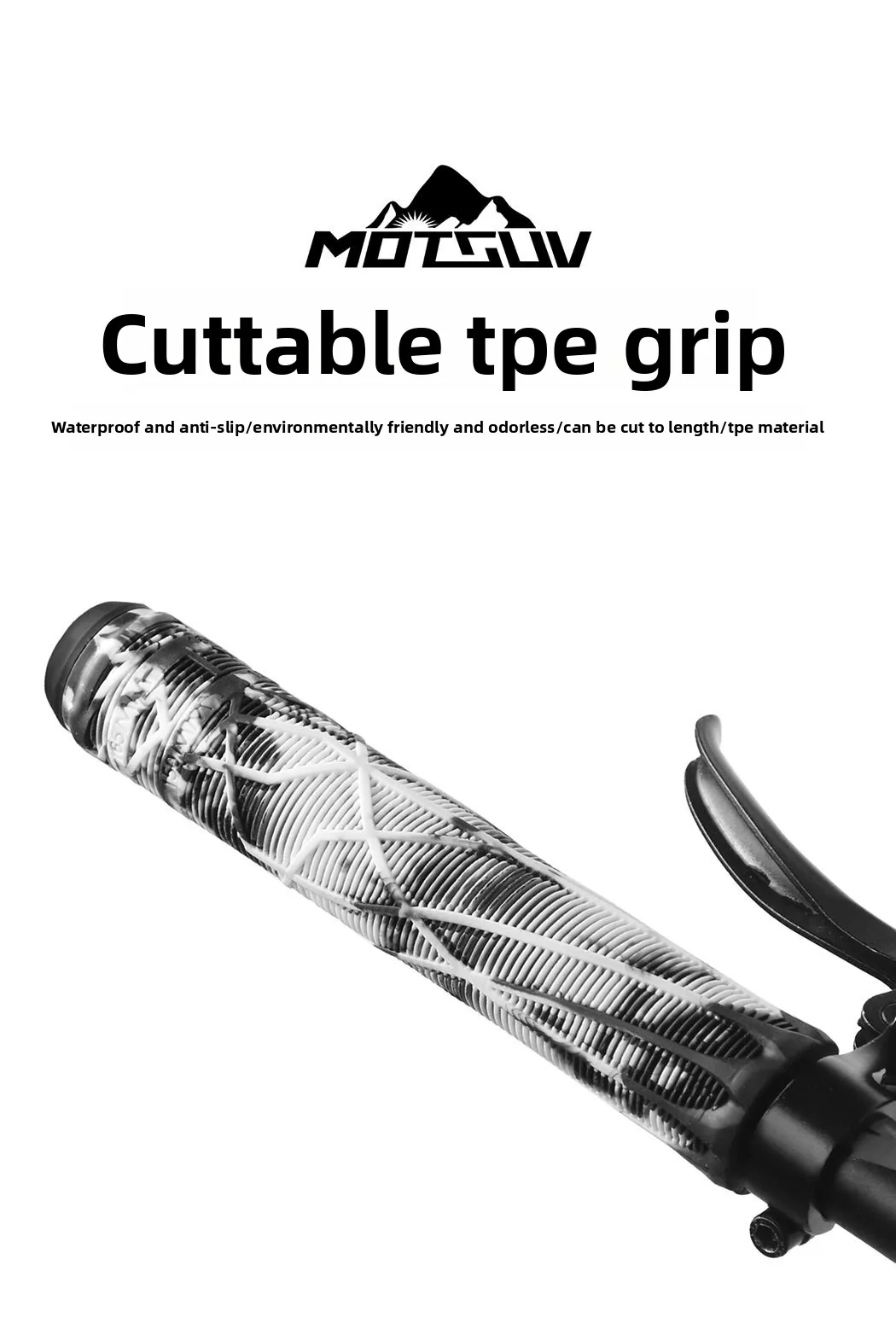 Verlängerte Fahrradlenkerhülle, einteilig, aus Gummi, zuschneidbar, rutschfest, verstärkt, stoßdämpfend, für Roller und Fahrräder, TPE – Detail 1