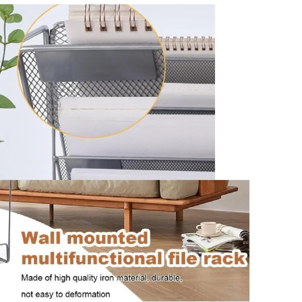 

4Tier File Organizer Mesh Hanging Wall Mount Document Organization Stand Desktop Vertical Mail Paper Folder Holder Rack