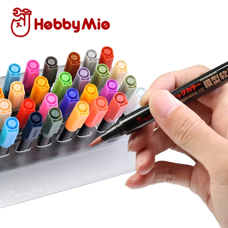 HOBBY MIO M01-M13 Metallic Color Model Pen B02-B10 Water-Based Normal Color Paint Pen Basic Color Soft Tip Marker Coloring Tools